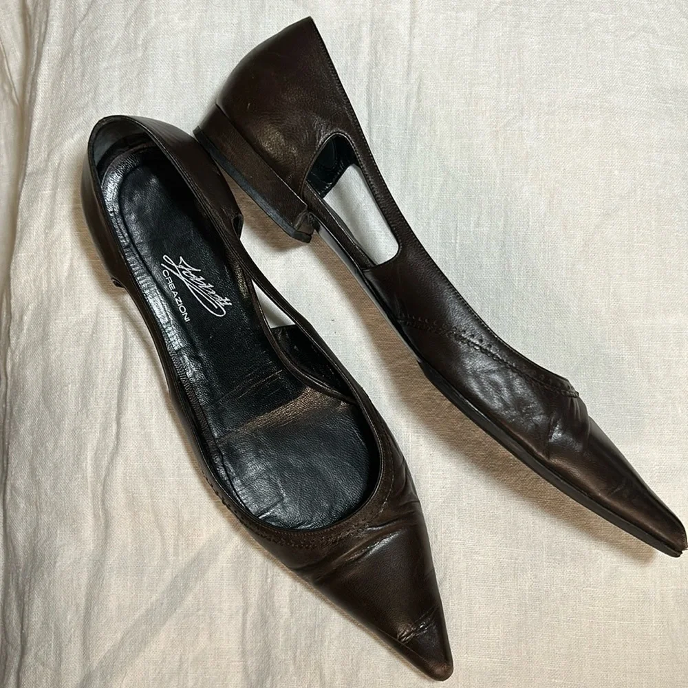 Dark Brown Leather flats by Zobboli Creazioni made in Italy - Picture 1 of 6